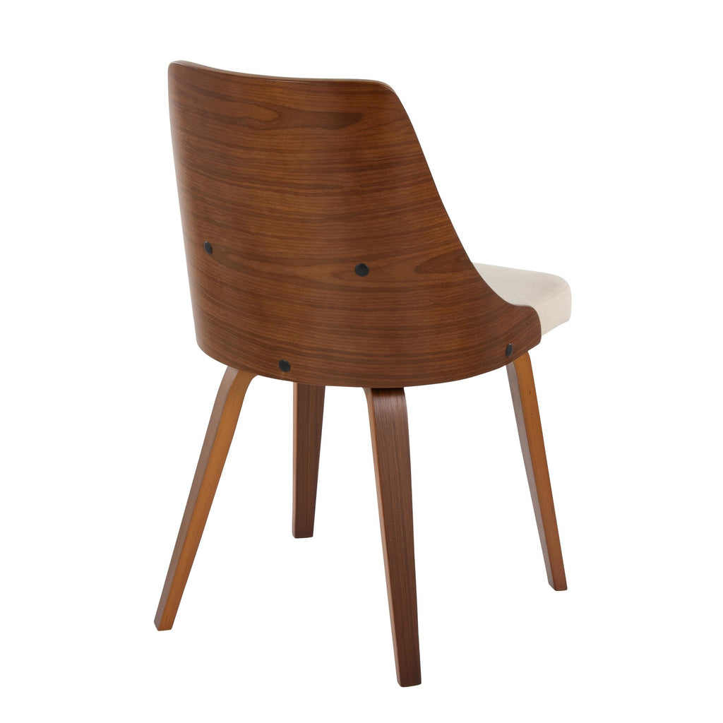 Anabelle Bent Wood Chair - Set of 2 - Walnut Wood, Cream Fabric