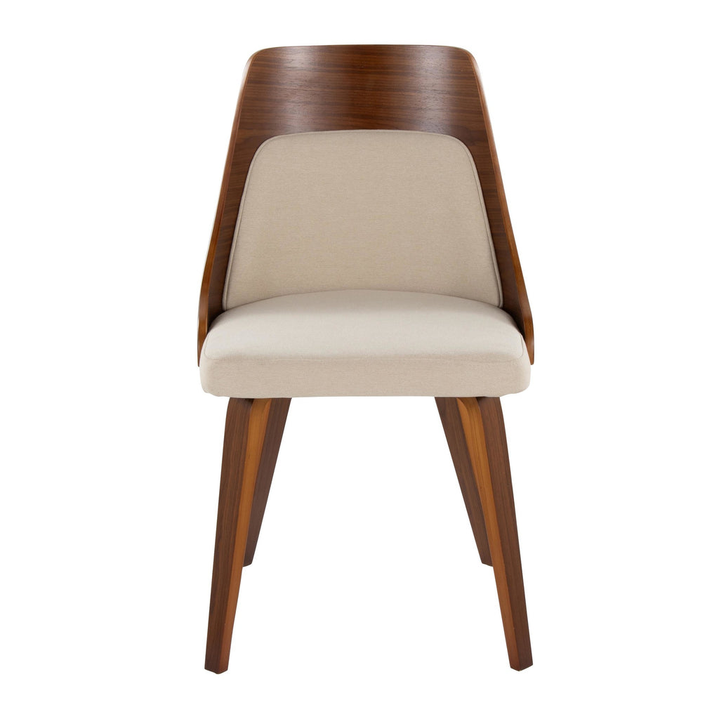 Anabelle Bent Wood Chair - Set of 2 - Walnut Wood, Cream Fabric