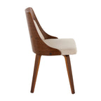 Anabelle Bent Wood Chair - Set of 2 - Walnut Wood, Cream Fabric
