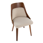 Anabelle Bent Wood Chair - Set of 2 - Walnut Wood, Cream Fabric