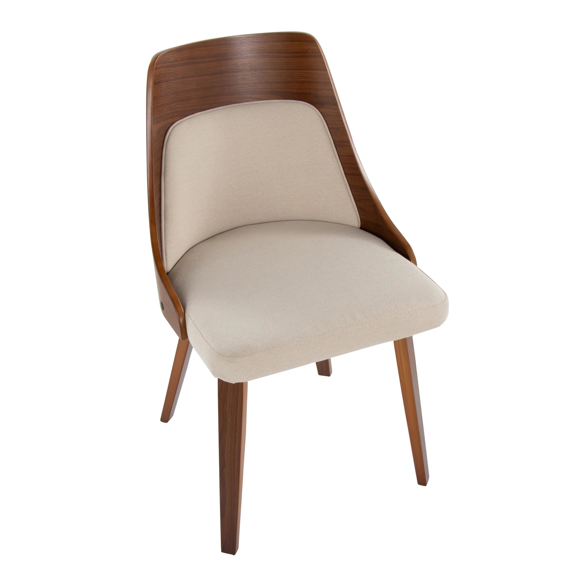 Anabelle Bent Wood Chair - Set of 2 - Walnut Wood, Cream Fabric