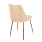 Anabelle Chair - Set of 2 - Gold Metal, Natural Wood, Cream Fabric