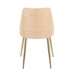 Anabelle Chair - Set of 2 - Gold Metal, Natural Wood, Cream Fabric