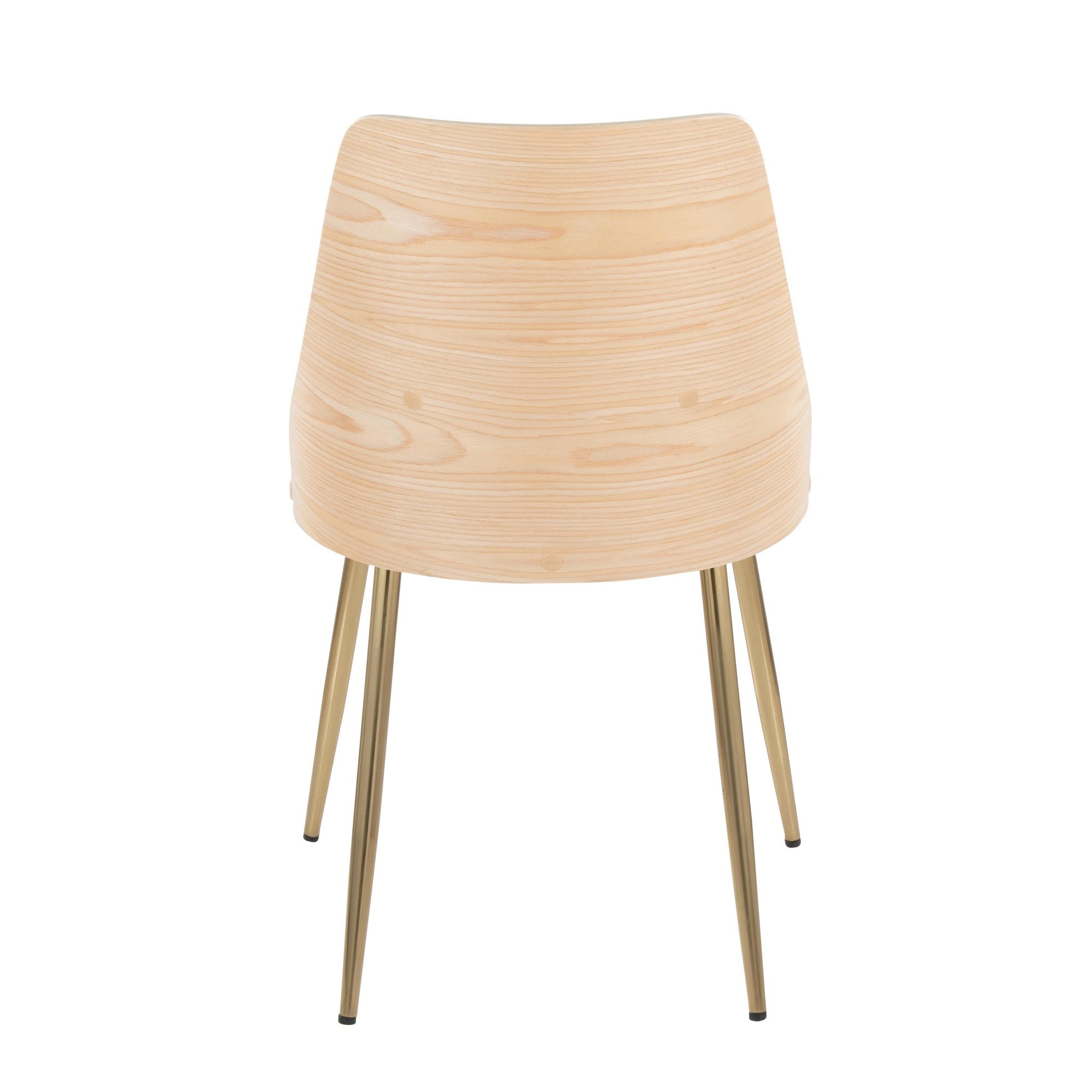 Anabelle Chair - Set of 2 - Gold Metal, Natural Wood, Cream Fabric