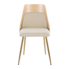 Anabelle Chair - Set of 2 - Gold Metal, Natural Wood, Cream Fabric