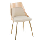 Anabelle Chair - Set of 2 - Gold Metal, Natural Wood, Cream Fabric