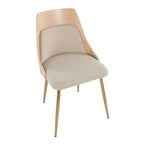 Anabelle Chair - Set of 2 - Gold Metal, Natural Wood, Cream Fabric