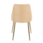 Anabelle Chair - Set of 2 - Gold Metal, Natural Wood, Grey Fabric