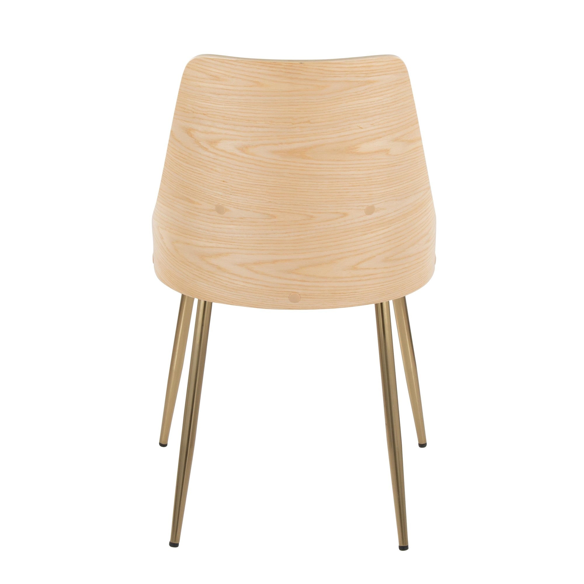 Anabelle Chair - Set of 2 - Gold Metal, Natural Wood, Grey Fabric