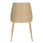 Anabelle Chair - Set of 2 - Gold Metal, Natural Wood, Grey Fabric