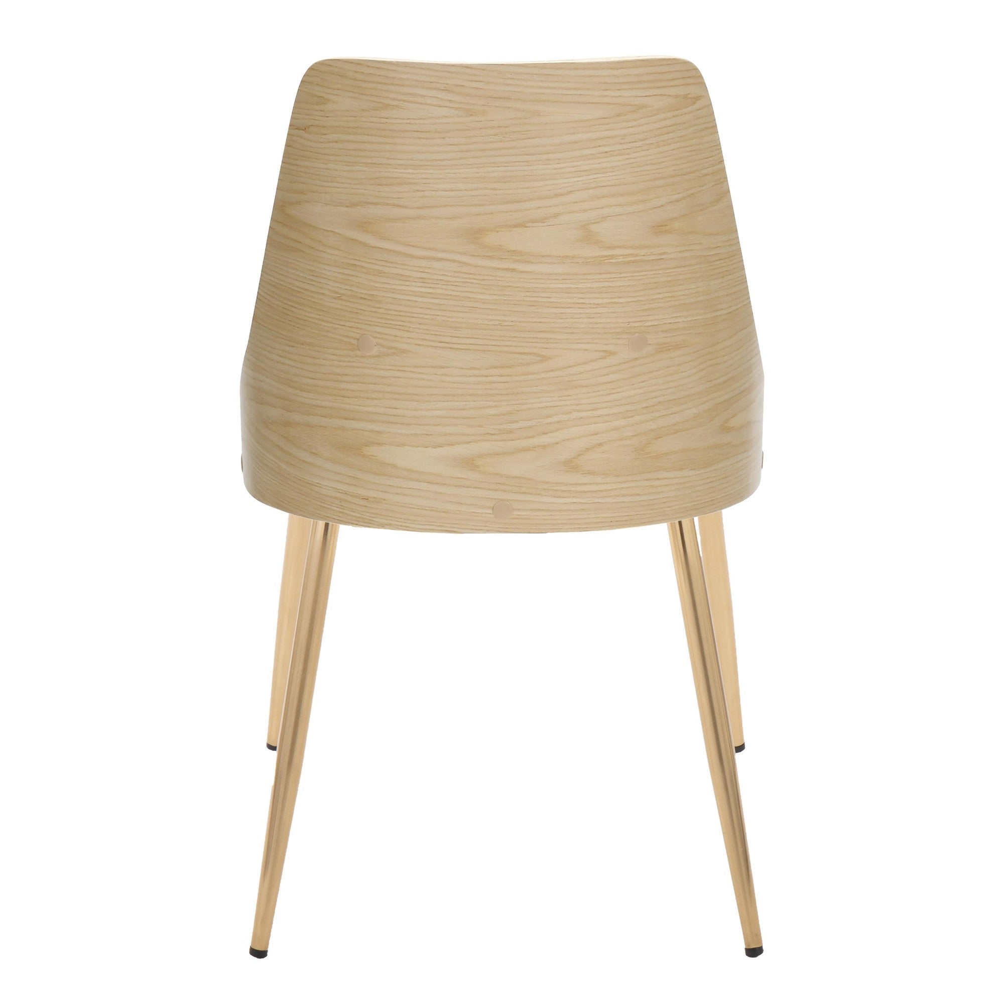 Anabelle Chair - Set of 2 - Gold Metal, Natural Wood, Grey Fabric
