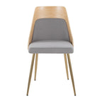 Anabelle Chair - Set of 2 - Gold Metal, Natural Wood, Grey Fabric