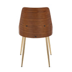 Anabelle Chair - Set of 2 - Gold Metal, Walnut Wood, Cream Fabric