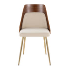Anabelle Chair - Set of 2 - Gold Metal, Walnut Wood, Cream Fabric
