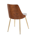 Anabelle Chair - Set of 2 - Gold Metal, Walnut Wood, Grey Fabric