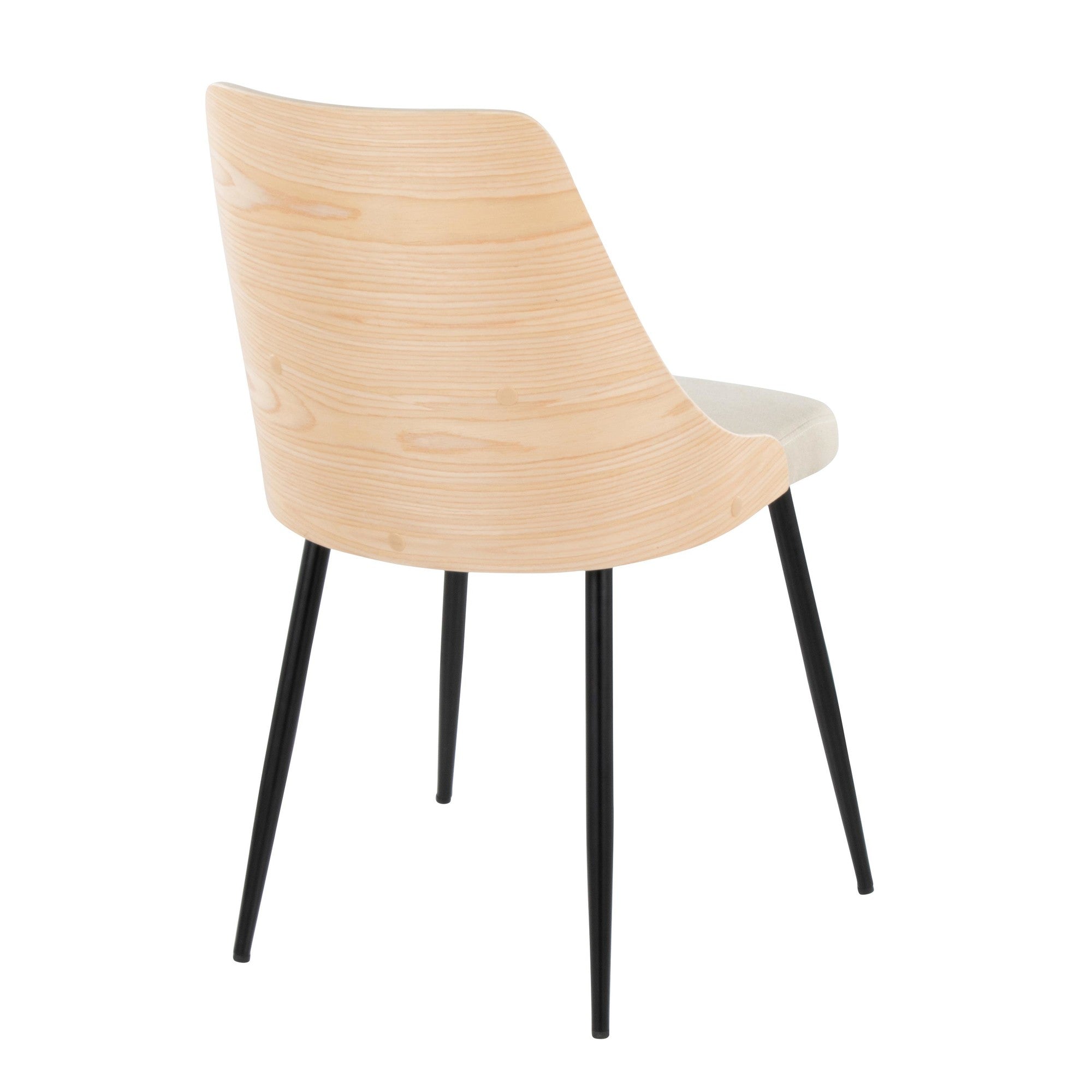 Anabelle Chair - Set of 2 - Black Metal, Natural Wood, Cream Fabric