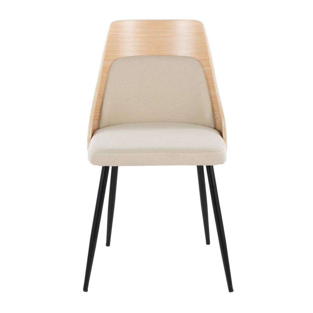 Anabelle Chair - Set of 2 - Black Metal, Natural Wood, Cream Fabric