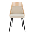 Anabelle Chair - Set of 2 - Black Metal, Natural Wood, Cream Fabric