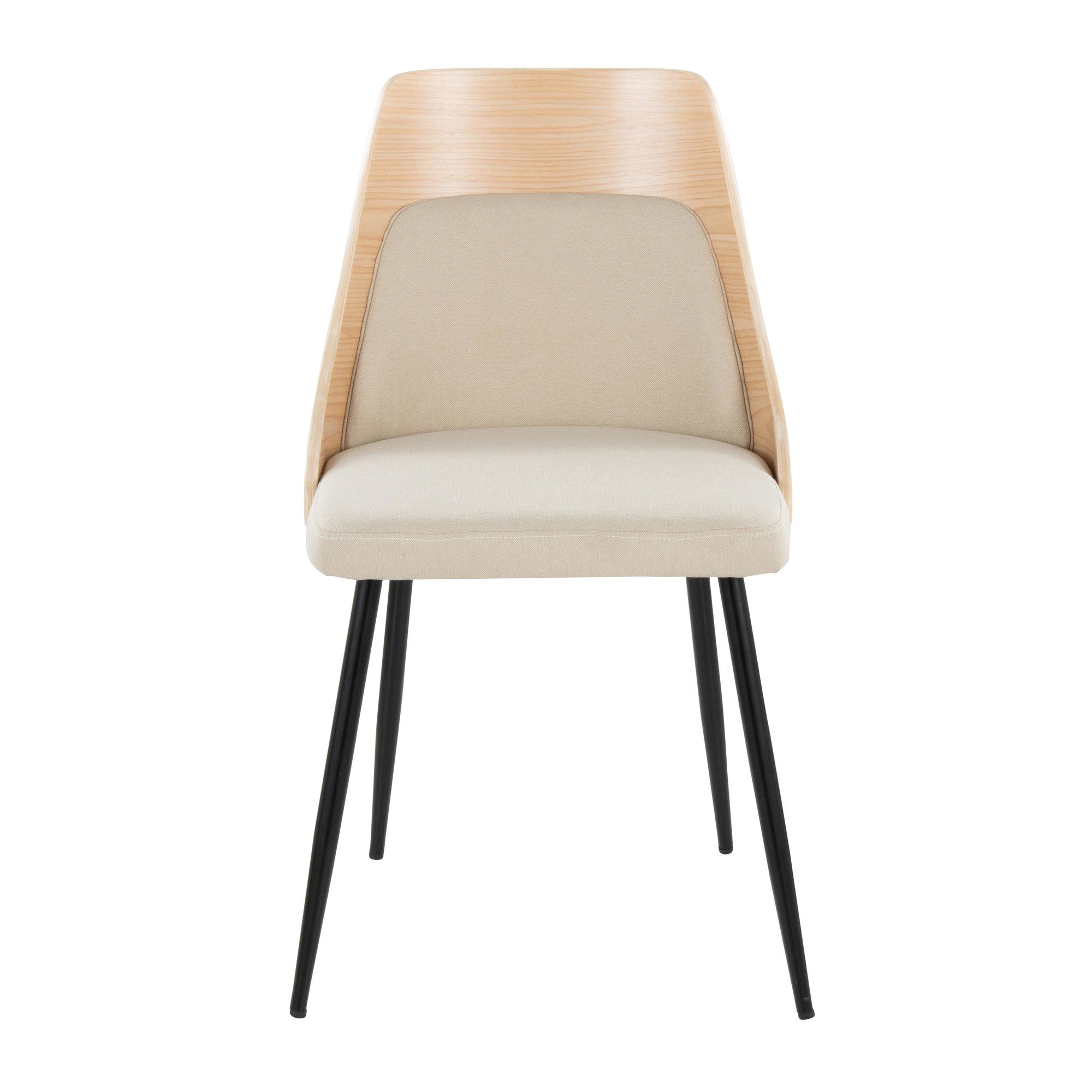 Anabelle Chair - Set of 2 - Black Metal, Natural Wood, Cream Fabric