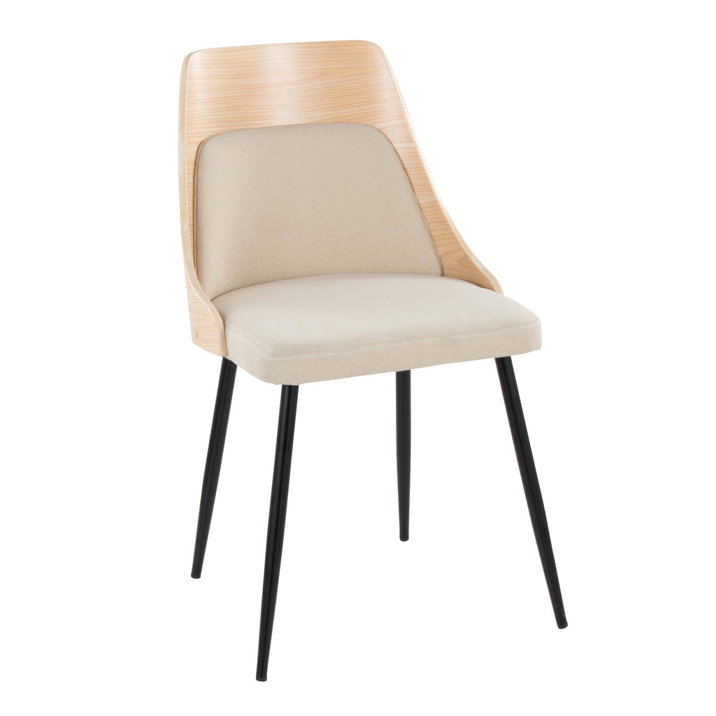 Anabelle Chair - Set of 2 - Black Metal, Natural Wood, Cream Fabric