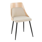 Anabelle Chair - Set of 2 - Black Metal, Natural Wood, Cream Fabric