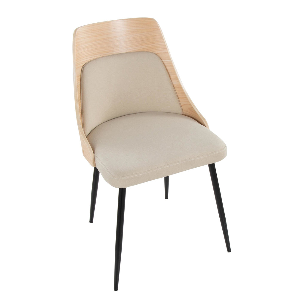 Anabelle Chair - Set of 2 - Black Metal, Natural Wood, Cream Fabric