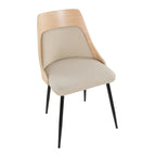 Anabelle Chair - Set of 2 - Black Metal, Natural Wood, Cream Fabric