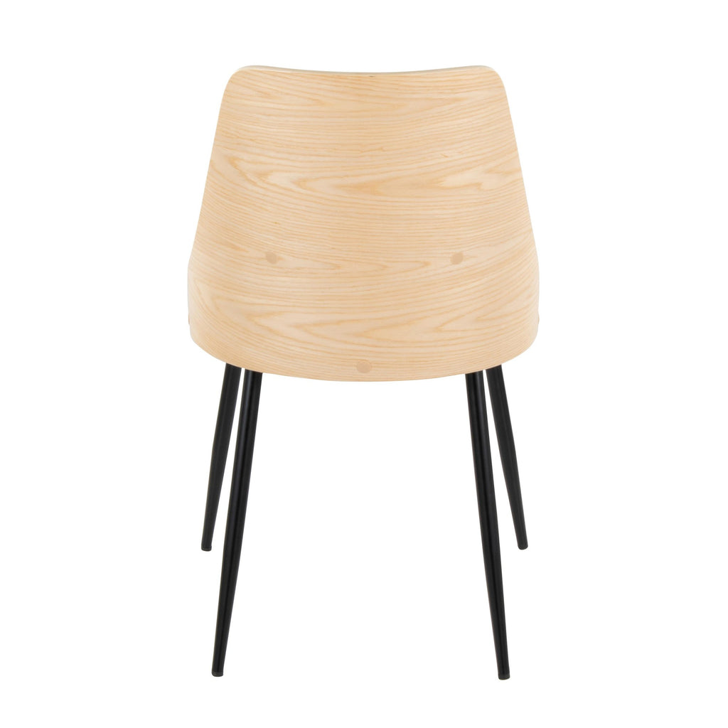 Anabelle Chair - Set of 2 - Black Metal, Natural Wood, Grey Fabric