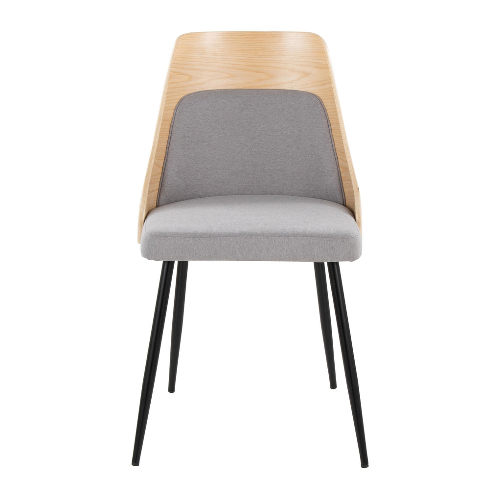 Anabelle Chair - Set of 2 - Black Metal, Natural Wood, Grey Fabric