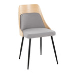 Anabelle Chair - Set of 2 - Black Metal, Natural Wood, Grey Fabric