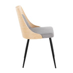 Anabelle Chair - Set of 2 - Black Metal, Natural Wood, Grey Fabric