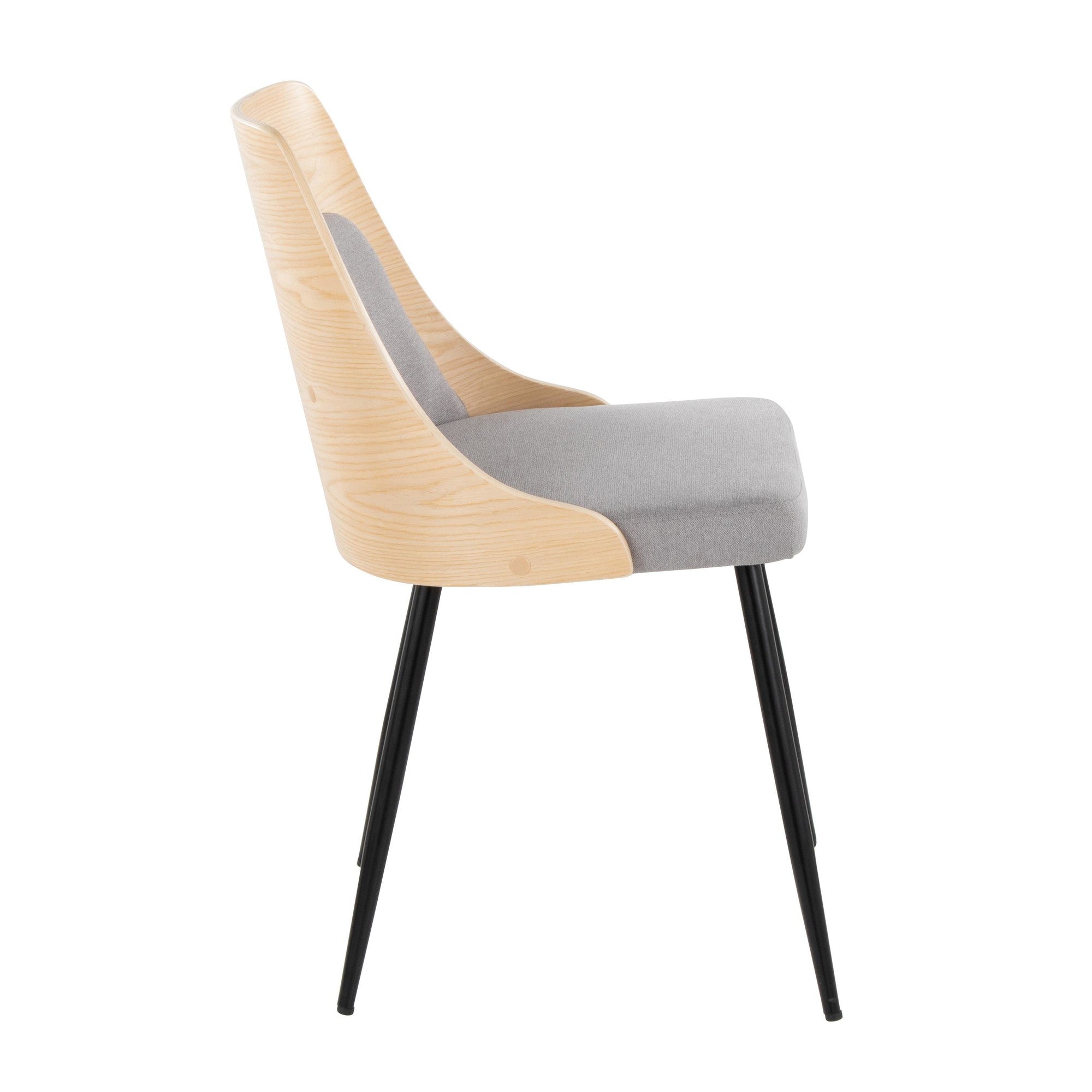 Anabelle Chair - Set of 2 - Black Metal, Natural Wood, Grey Fabric