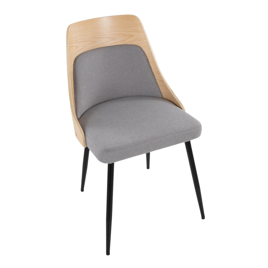 Anabelle Chair - Set of 2 - Black Metal, Natural Wood, Grey Fabric