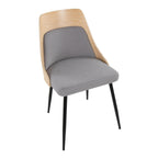 Anabelle Chair - Set of 2 - Black Metal, Natural Wood, Grey Fabric