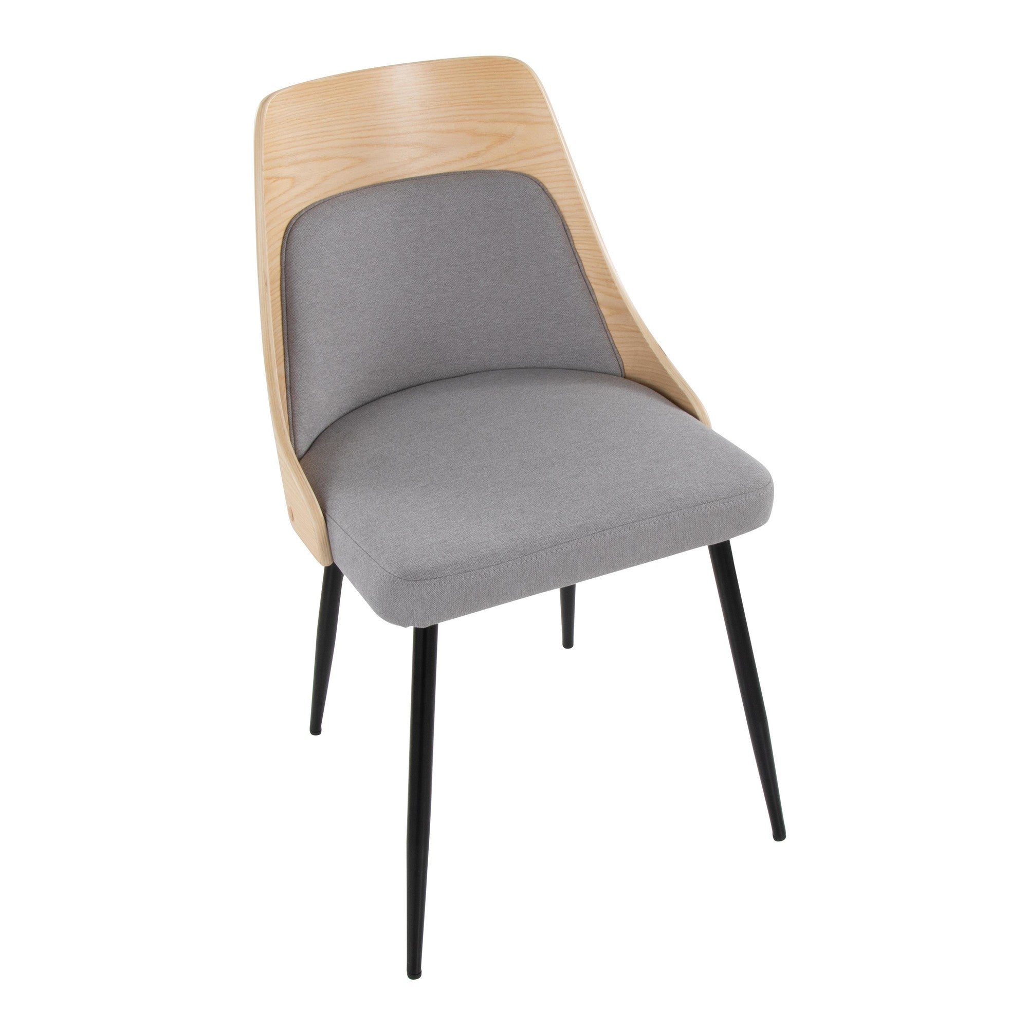 Anabelle Chair - Set of 2 - Black Metal, Natural Wood, Grey Fabric