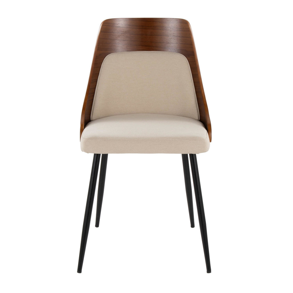 Anabelle Chair - Set of 2 - Black Metal, Walnut Wood, Cream Fabric
