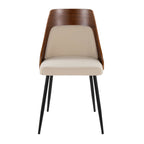 Anabelle Chair - Set of 2 - Black Metal, Walnut Wood, Cream Fabric