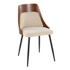 Anabelle Chair - Set of 2 - Black Metal, Walnut Wood, Cream Fabric