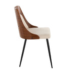 Anabelle Chair - Set of 2 - Black Metal, Walnut Wood, Cream Fabric
