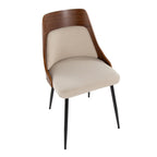 Anabelle Chair - Set of 2 - Black Metal, Walnut Wood, Cream Fabric