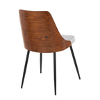 Anabelle Chair - Set of 2 - Black Metal, Walnut Wood, Grey Fabric