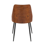 Anabelle Chair - Set of 2 - Black Metal, Walnut Wood, Grey Fabric
