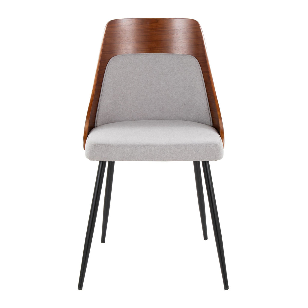 Anabelle Chair - Set of 2 - Black Metal, Walnut Wood, Grey Fabric