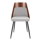 Anabelle Chair - Set of 2 - Black Metal, Walnut Wood, Grey Fabric