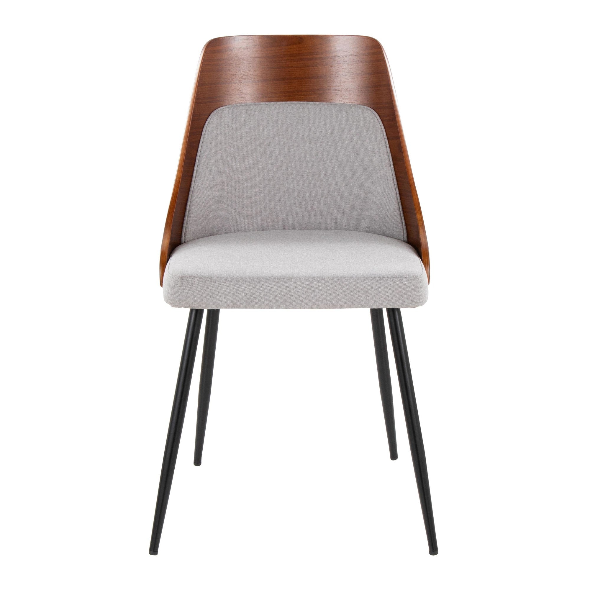 Anabelle Chair - Set of 2 - Black Metal, Walnut Wood, Grey Fabric