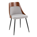 Anabelle Chair - Set of 2 - Black Metal, Walnut Wood, Grey Fabric
