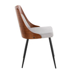 Anabelle Chair - Set of 2 - Black Metal, Walnut Wood, Grey Fabric