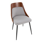 Anabelle Chair - Set of 2 - Black Metal, Walnut Wood, Grey Fabric