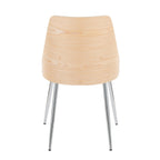 Anabelle Chair - Set of 2 - Chrome Metal, Natural Wood, Cream Fabric