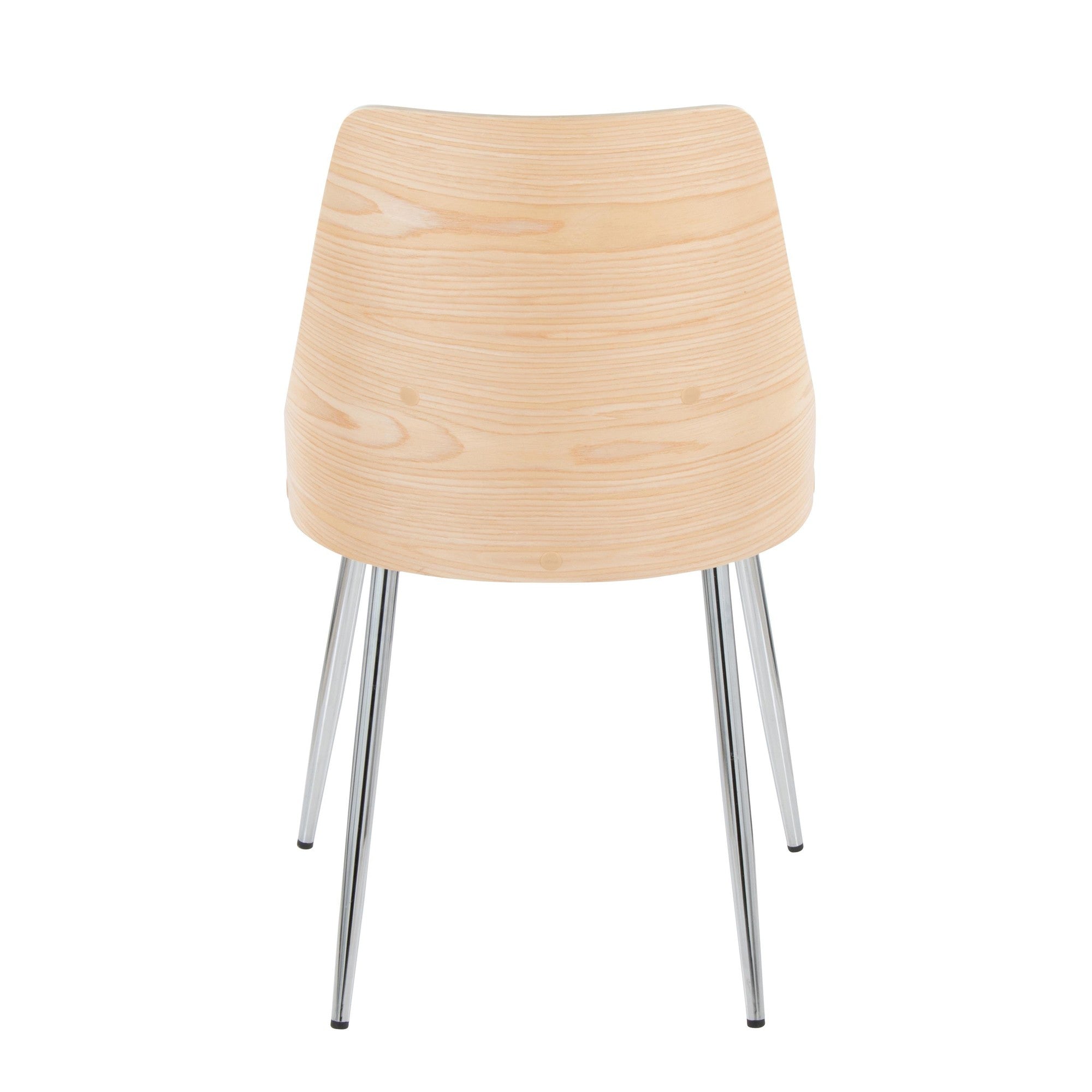 Anabelle Chair - Set of 2 - Chrome Metal, Natural Wood, Cream Fabric